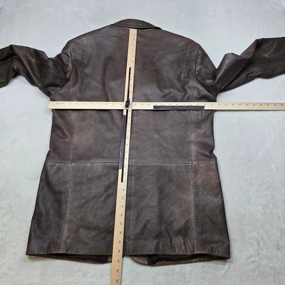 Hugo Boss Leather Blazer Jacket Mens XL 46R Brown Lamb Leather Soft! Distressed - Picture 13 of 16